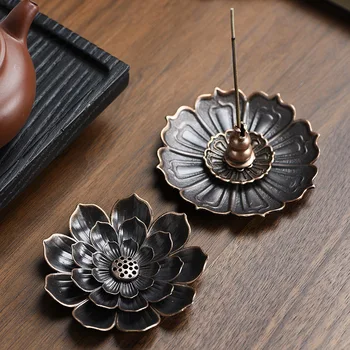 1Pcs Porous Lotus Zen Line Incense Insertion 2-In-1 Incense Holder Sandalwood Burner Lncense Plate Tray Retro Home Decorations