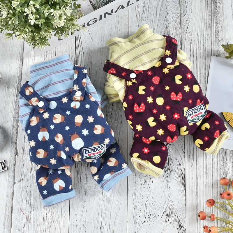 

Cute Soft Fleece Dog Apparel Jumpsuit Overall For Small Puppy Kitten With Shirt Jacket Cartoon Pants Pet Cat Clothing Supplies
