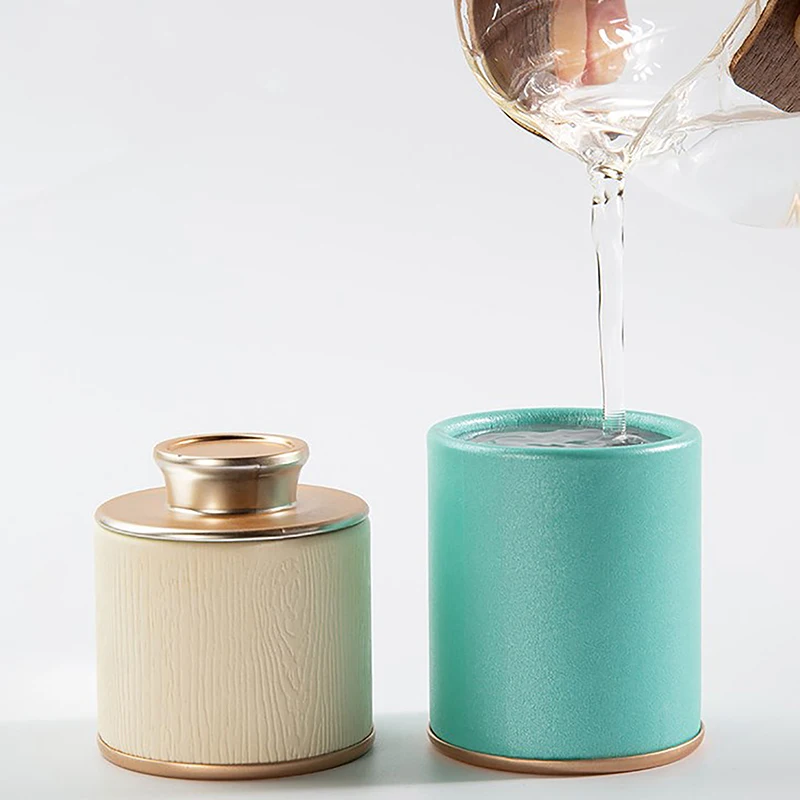 Tea Tin Box Tea Canister Airtight Container Household Mini Empty Tea Tin Can Household Green Black Tea Sealed Jar Portable Travel Small Packaging Box Paper Storage Can