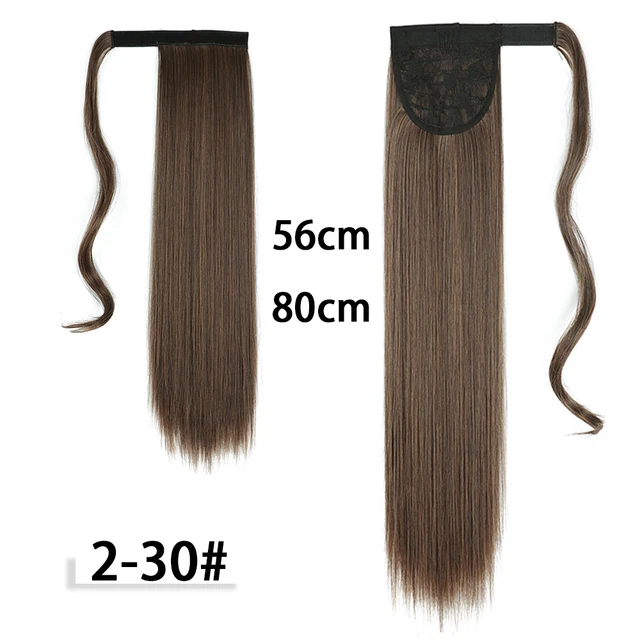 My-Diva Long Straight Heat Resistant Synthetic Ponytail Hair Extension Wrap Around  Fake Hair Clip In Brown Pony Tail 2-30