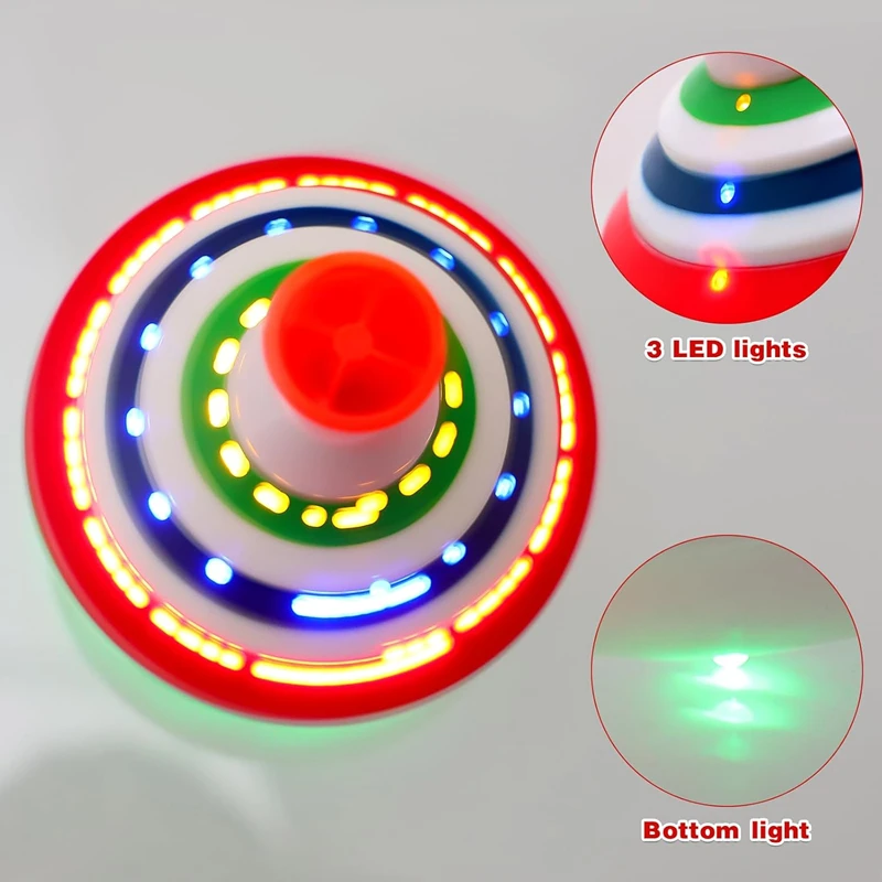 Spinning Top Toy with LED Light up and Music Peg-top Hand Spinner Gyro Flash Toy Birthday Halloween Christmas Gift for Kids - 3