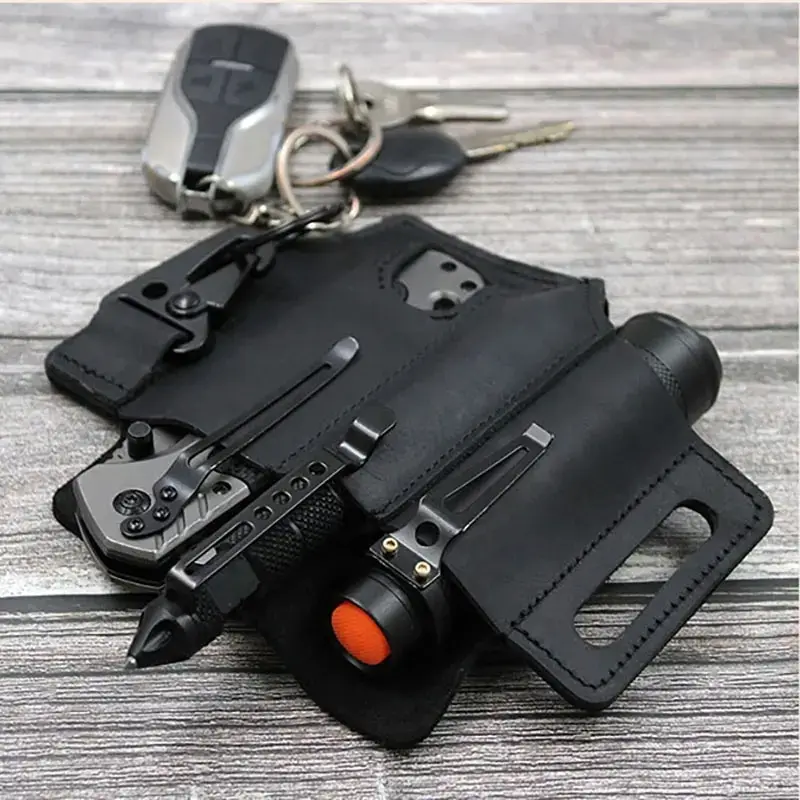 

Tool Pocket Multifunctional Storage Wear Resistant Durable Retro Outdoor Sports Pocket Tool Leather Case Flashlight Cover 1pc