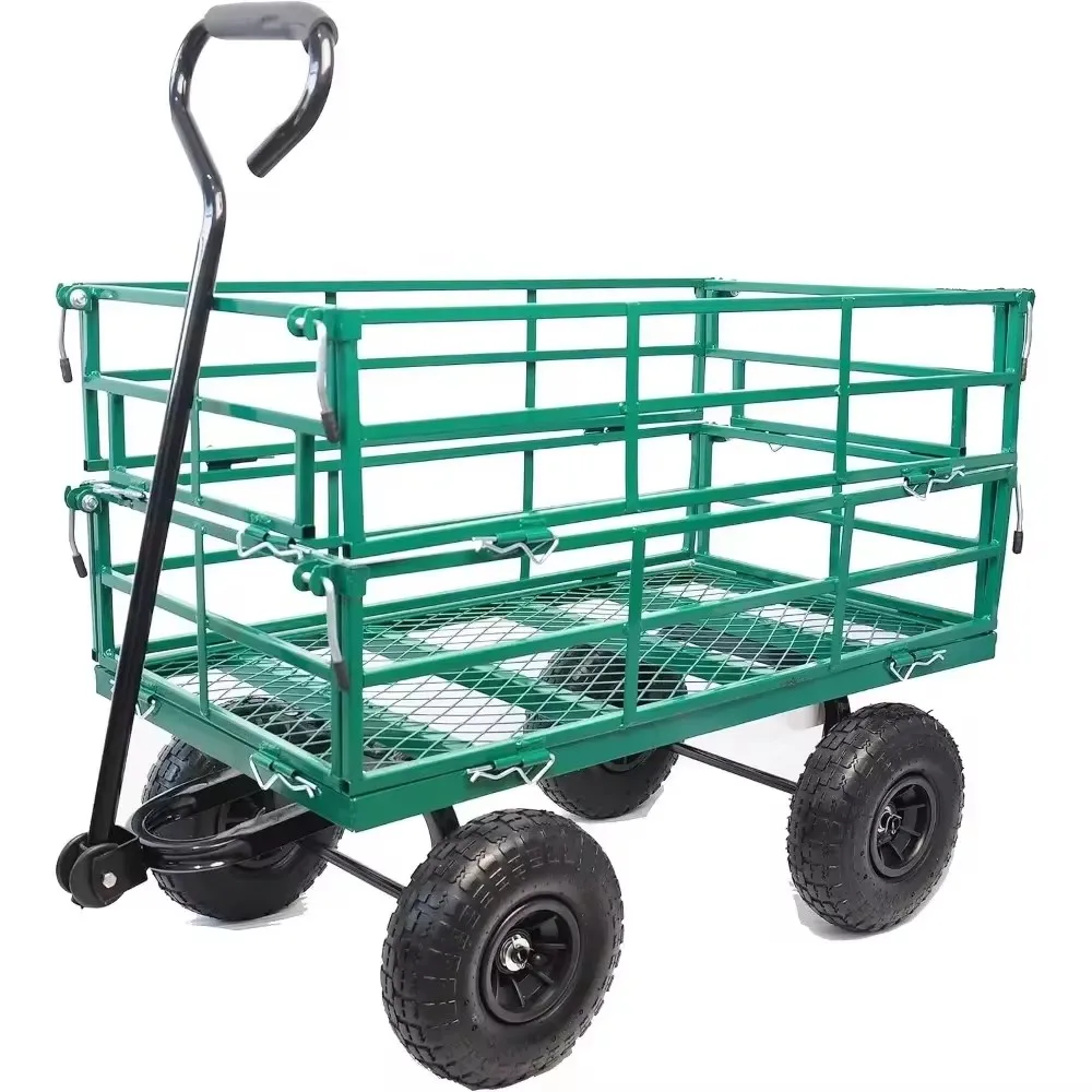 Garden Dump Cart-Large Capacity, Removable, Sturdy, Green, Outdoor Use