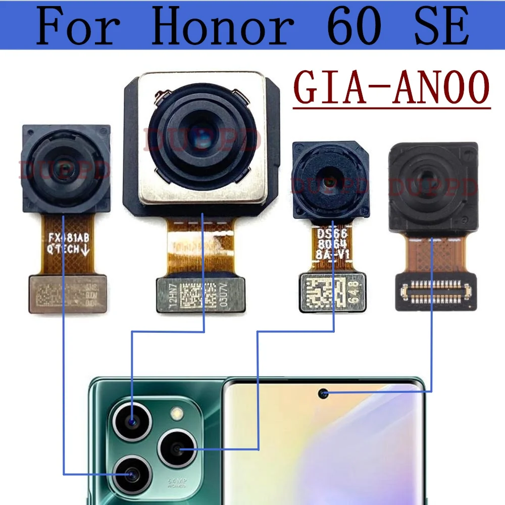 

Оригинальная задняя фронтальная камера для Huawei Honor 60 SE, Задняя Основная камера для селфи, широкая камера, гибкий кабель, запасные части
