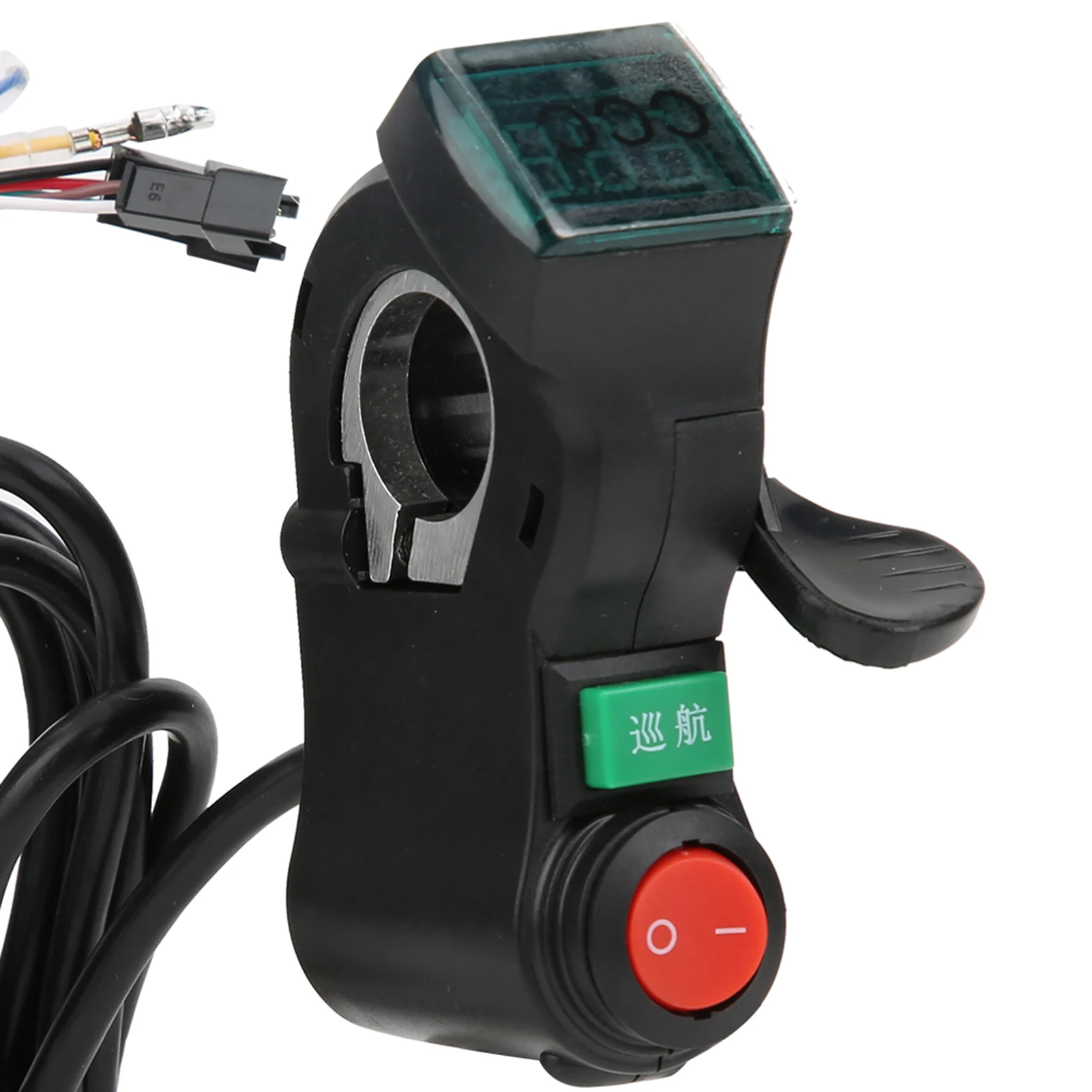 Electric Throttle Grip Red Screen Thumb Cruising and Switch Accessory for Electric Bike Black