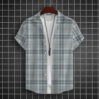 Casual Basic Shirt For Men Essential Leisure Short Sleeve Plaid Shirts Men Big Size Loose Fit Button Up Classic Plaid Men Shirt 1
