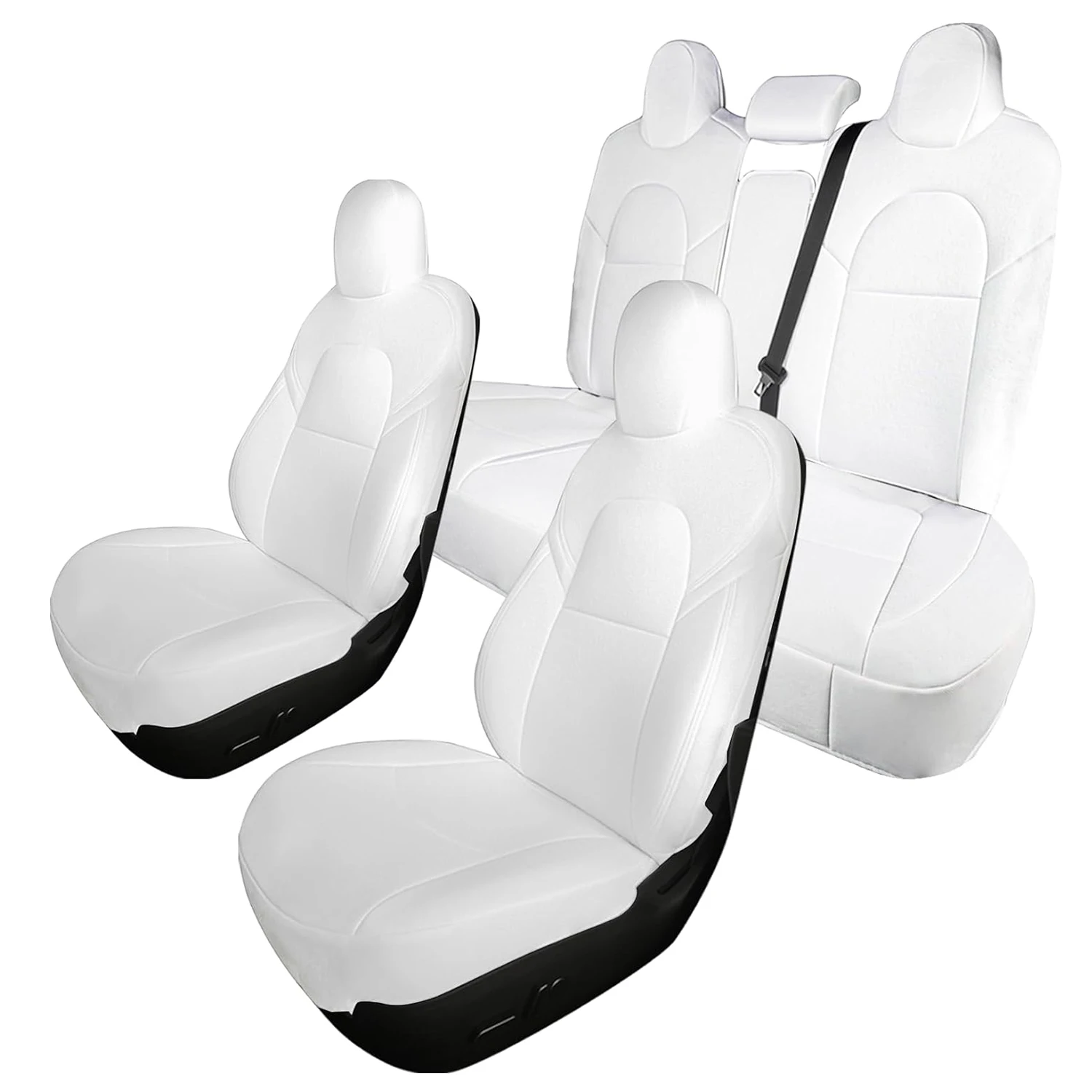 Car Seat Covers for Tesla Model 3 White Fashion Full Set of Seat Covers Fit Cloth Car Seat Protector