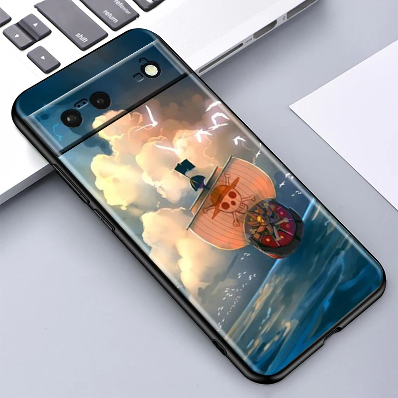 海賊船のブラックシリコン電話ケース,ワンピース,Google Pixel 9, 8
