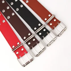 Year Casual Trouser Punk Women's Double Row Hollow Wide Belt Casual