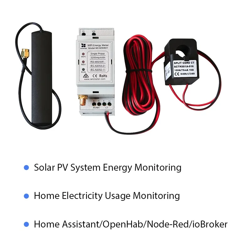 Misuratore Di Energia Wifi Bidirezionale Monofase, Mqtt,150A, Guida Din, Assistente Domestico, Openhab,Zabbix, Fotovoltaico Solare, Ce,Rcm,Modbus Tcp/