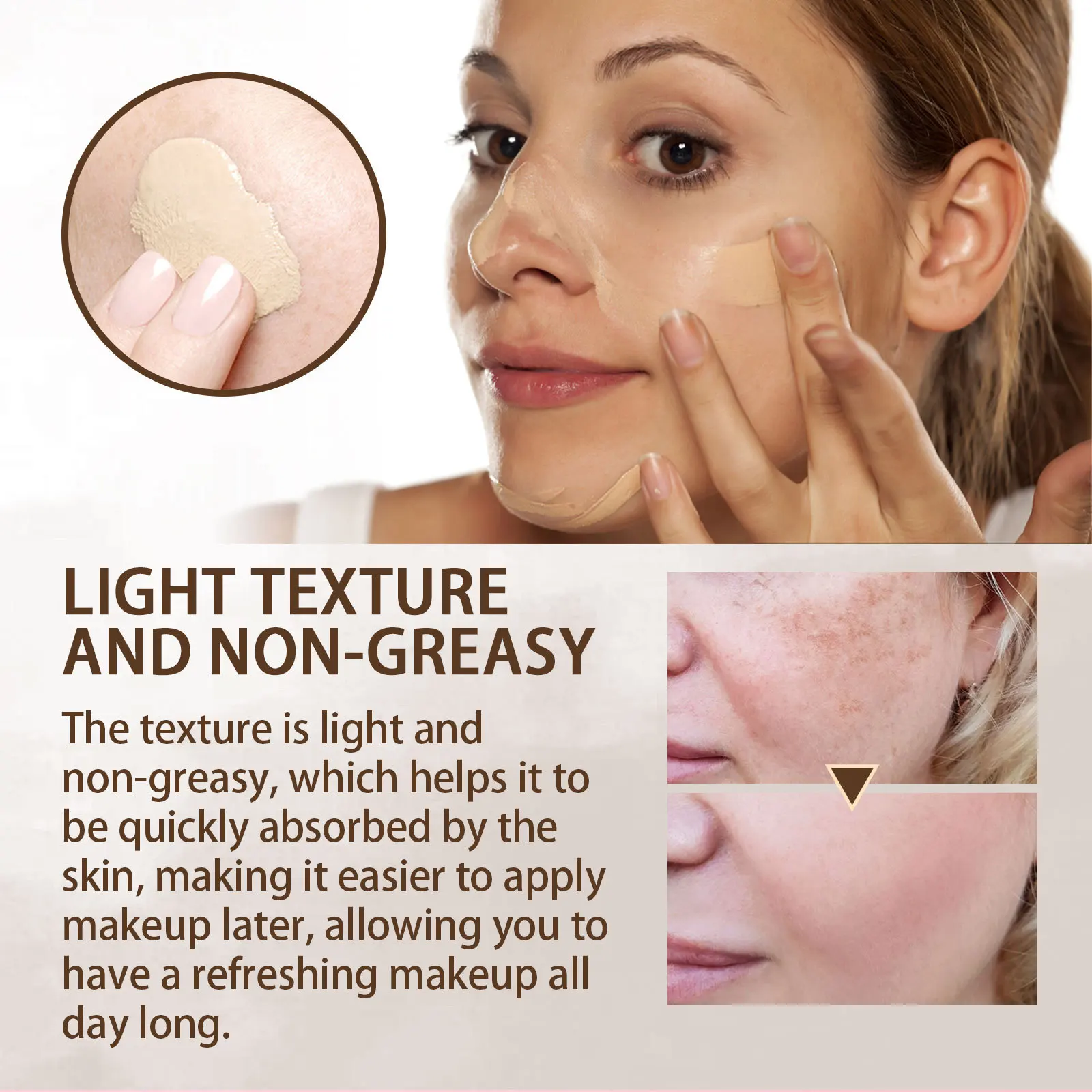 Ouhoe Liquid Foundation Clear Natural Delicate Brightening Skin Color Concealer Base Makeup Sweat-Proof Long Lasting Smear-Proof