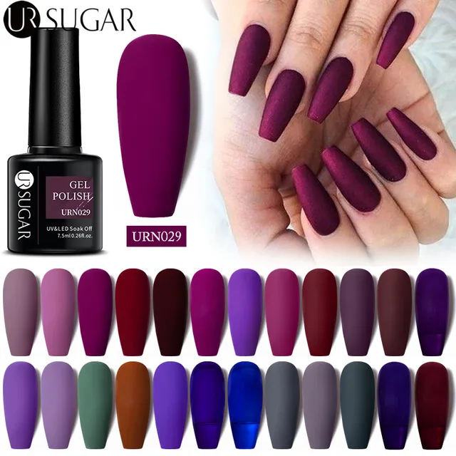 UR SUGAR 7.5ml Dark Purple Gel Nail Polish Soak Off UV LED Semi Permanent Gel Varnishes Manicure Nails Art Matte Top Coat Needed 2