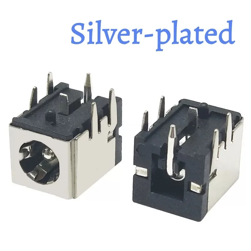 10개 DC-007B 금/은 도금 노트북 전원 잭 5.5×2.1mm 5.5*2.5MM DC007B 금속 쉘 브래킷 전원 소켓 포함