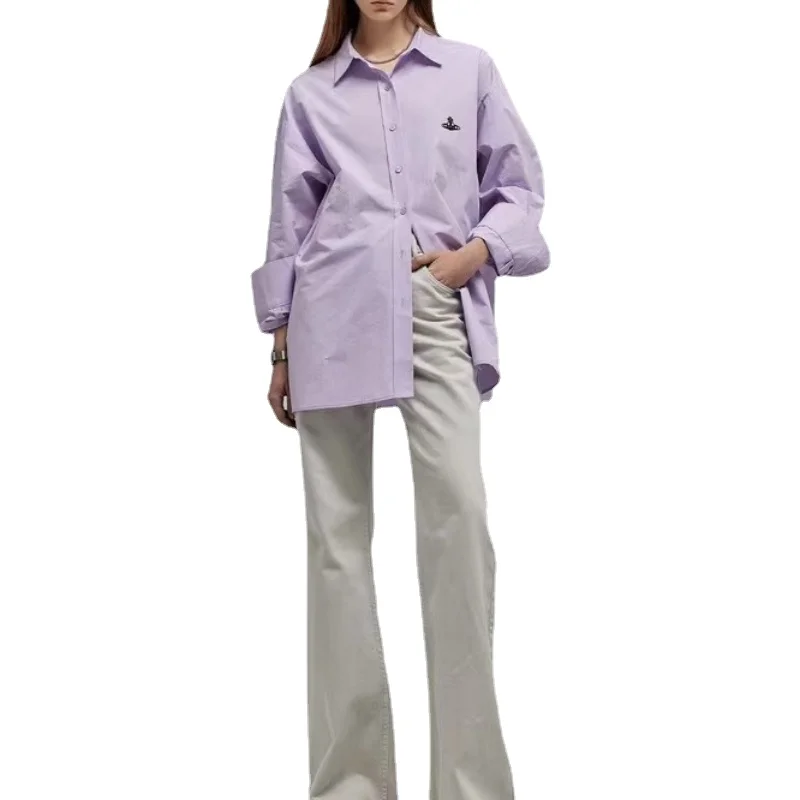 

VII 2024 Brand VV Early Spring Woman Clothing Simple Single-breasted Embroidered Design Shirts & Blouses Free Shipping Offers..