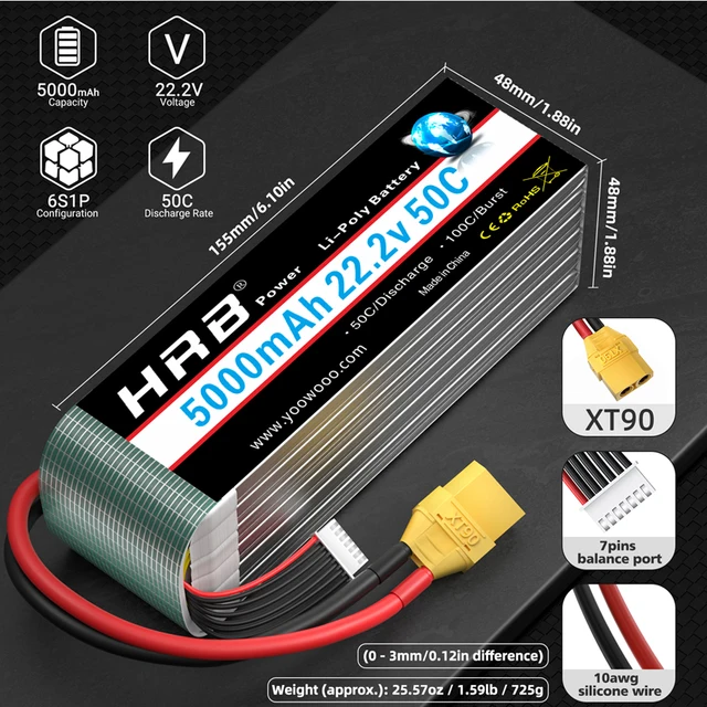HRB Lipo バッテリー パック 16000mAh 22.2V