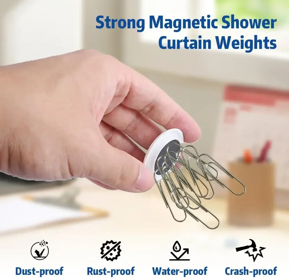 10/1x Magnetic Shower Curtain Weights Waterproof Magnetic Buckle Fridge Tablecloth Magnet Button Reusable Nailless Curtain Clips