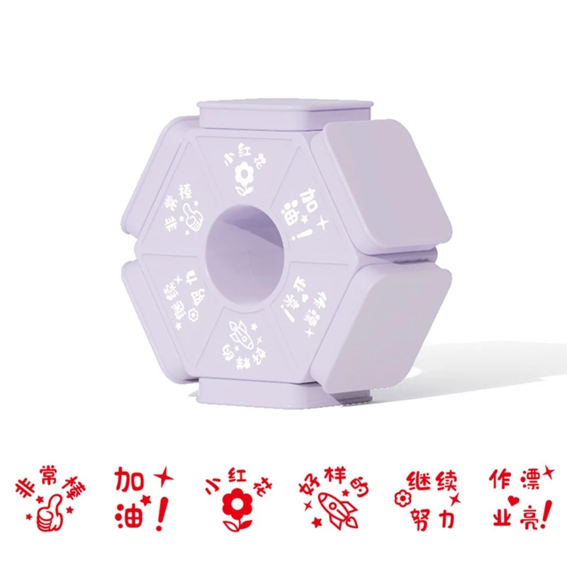 Six Sided Teacher Seal Stamp Homework Review Stamper Colorful Stamps School Teacher Props Interactive Education Toys