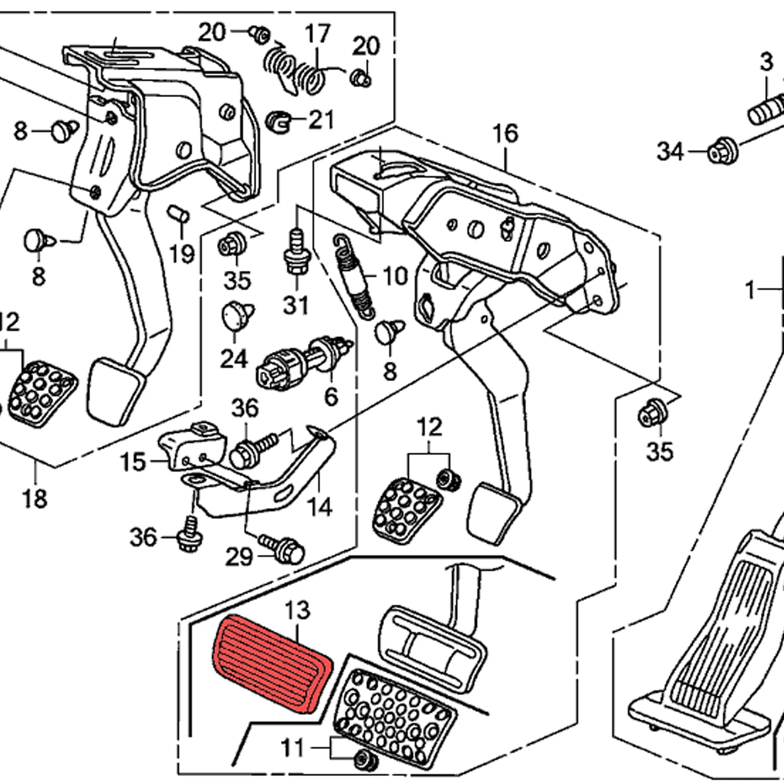 Automatische Bremse Gaspedal Pad Gummi Abdeckung Für Honda Accord Civic CR-V CR-Z Acura ZDX TSX RSX CL TL 46545S84A81 Nicht slip – Detail 6
