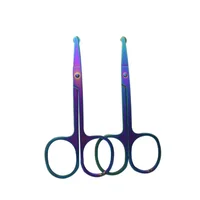 Beauty and Makeup Tools High Quality Eyebrow Trimming Mini Scissors Men's Stainless Steel Round Nose Hair Scissors 1