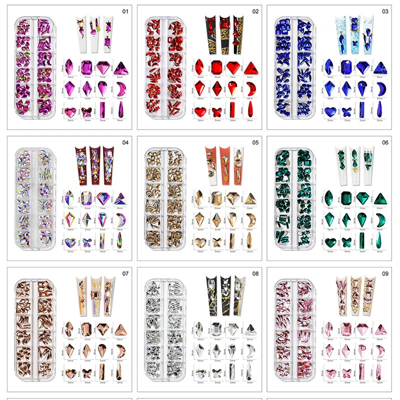 

12 бабочек/коробка, разнообразные искусственные ногти, красочные кристаллы 3D AB/золото, плоские бриллианты, драгоценный камень, DIY ногти, стразы, декор для ногтей 1 *