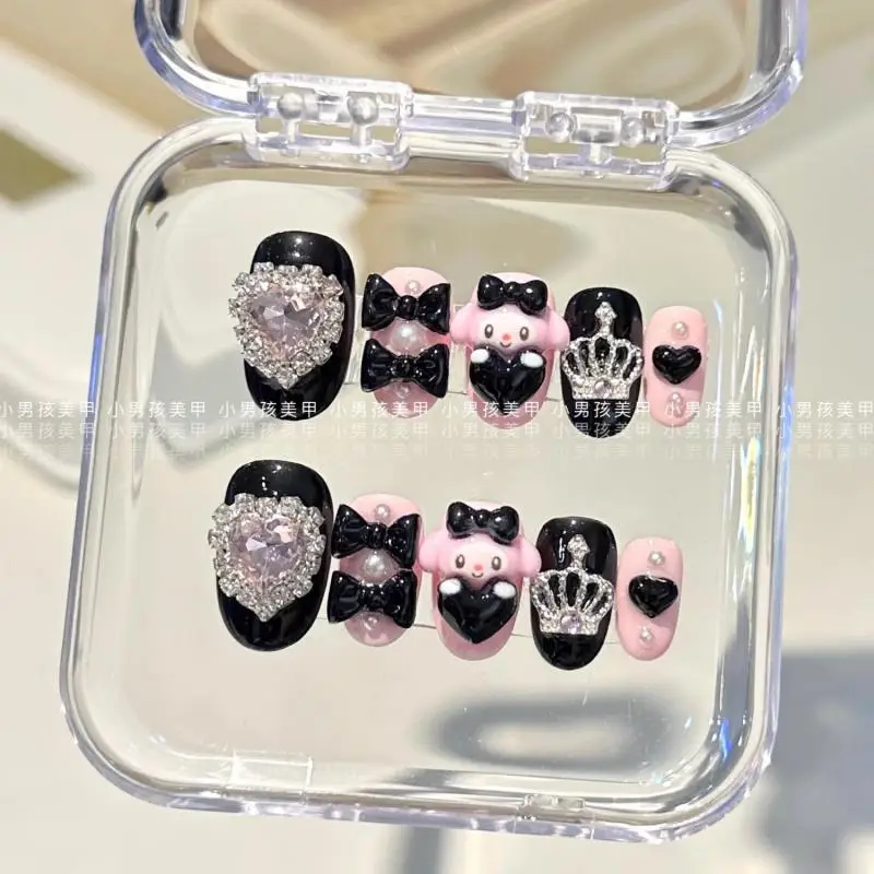 

Sanrio дизайн ногтей: клубника, любовь, котенок, цветы, простой, средней длины, ручная работа, пользовательская одежда, искусственная терапия