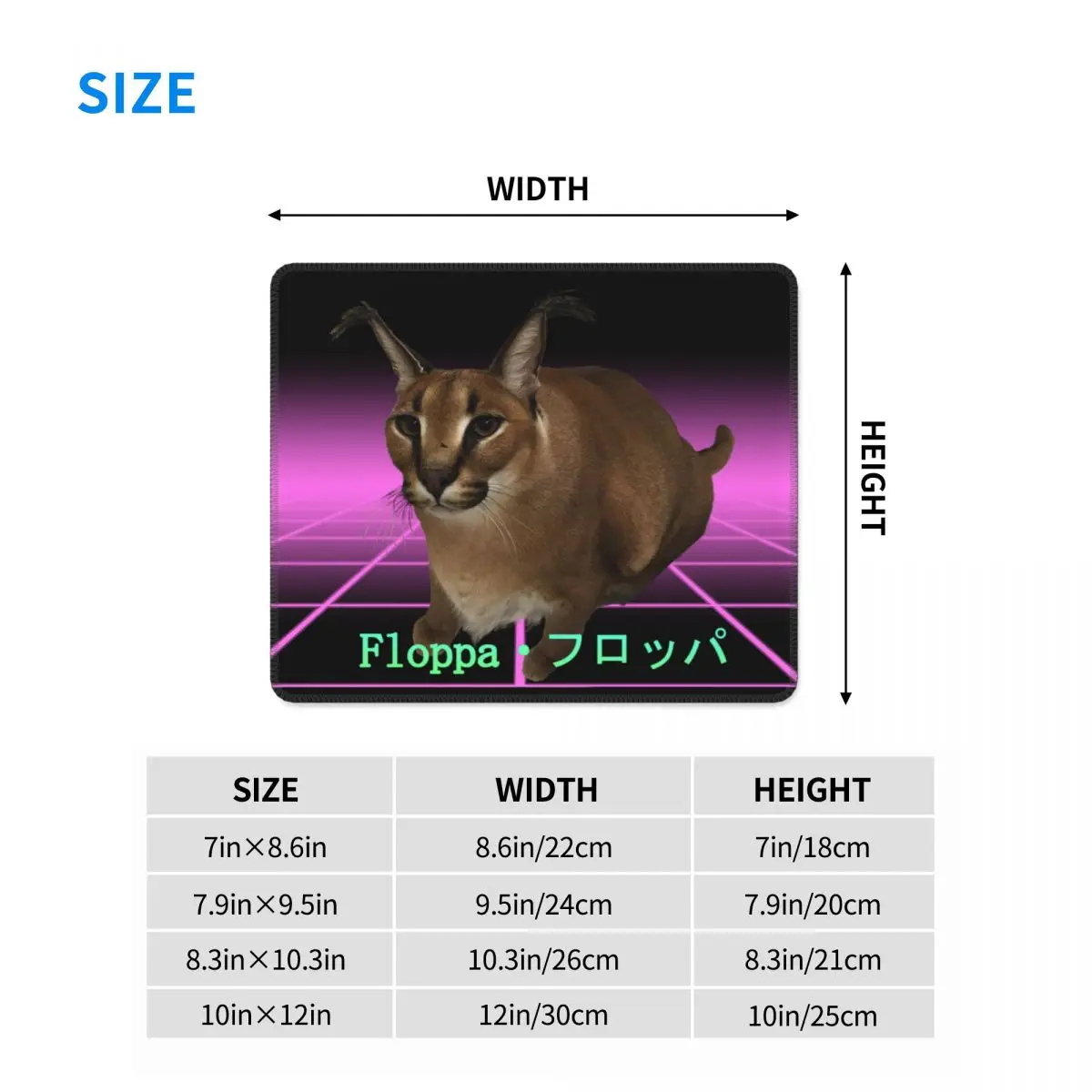 Caracal Cat Big Floppa Meme Mouse Pad Anti-Slip Rubber Mousepad