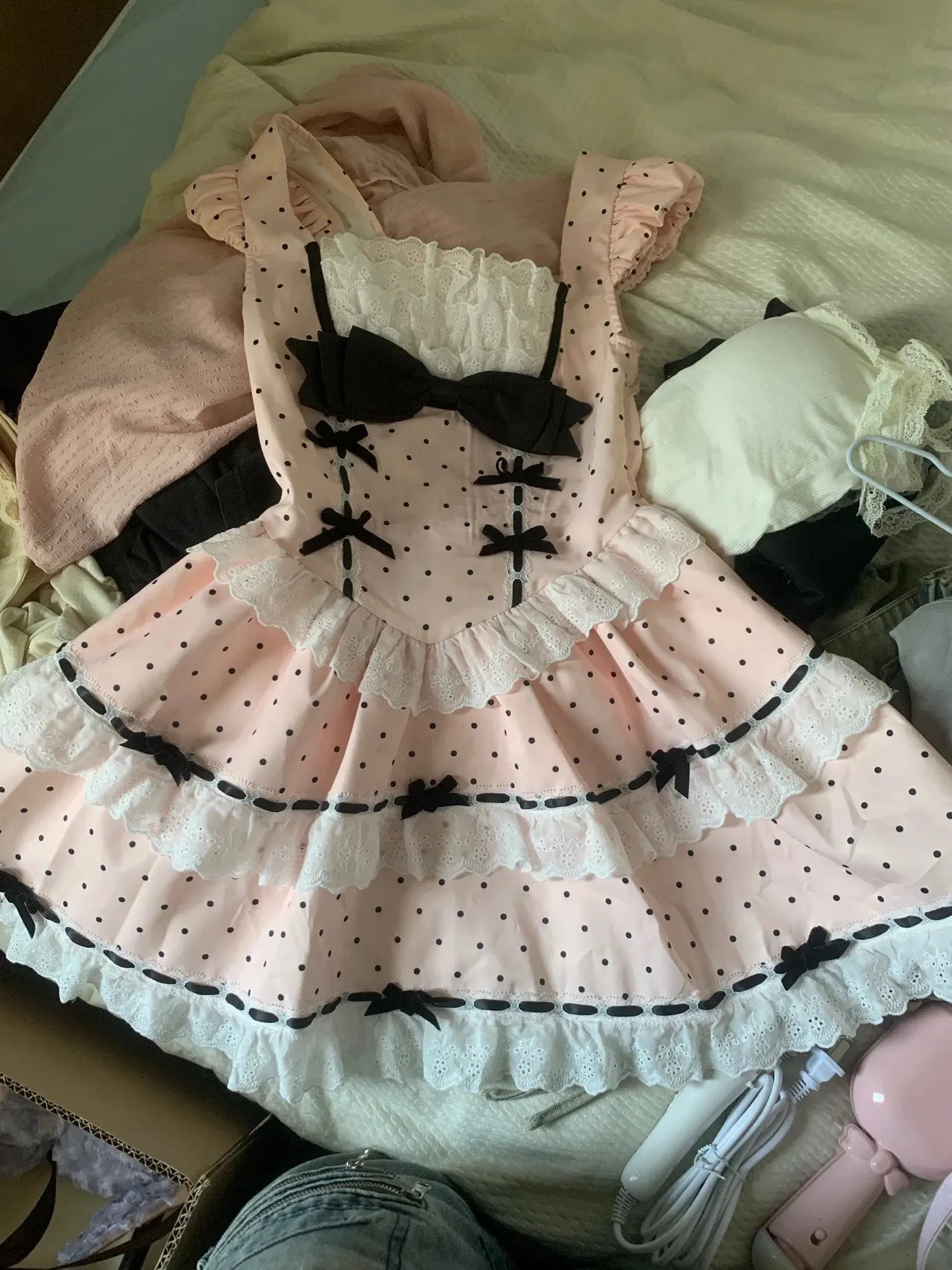 Polka Dotted Ruffled Dress - Hime Lolita Aesthetic photo review