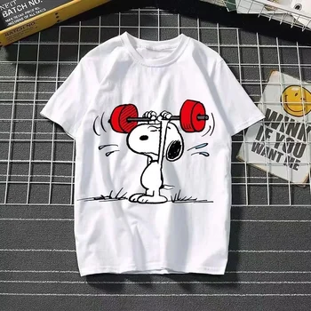 2025 New Snoopy Printing Cotton T-shirt Animation Cartoon Men and Women with The Same Loose Pure Cotton Cute Pure Cotton Top 1