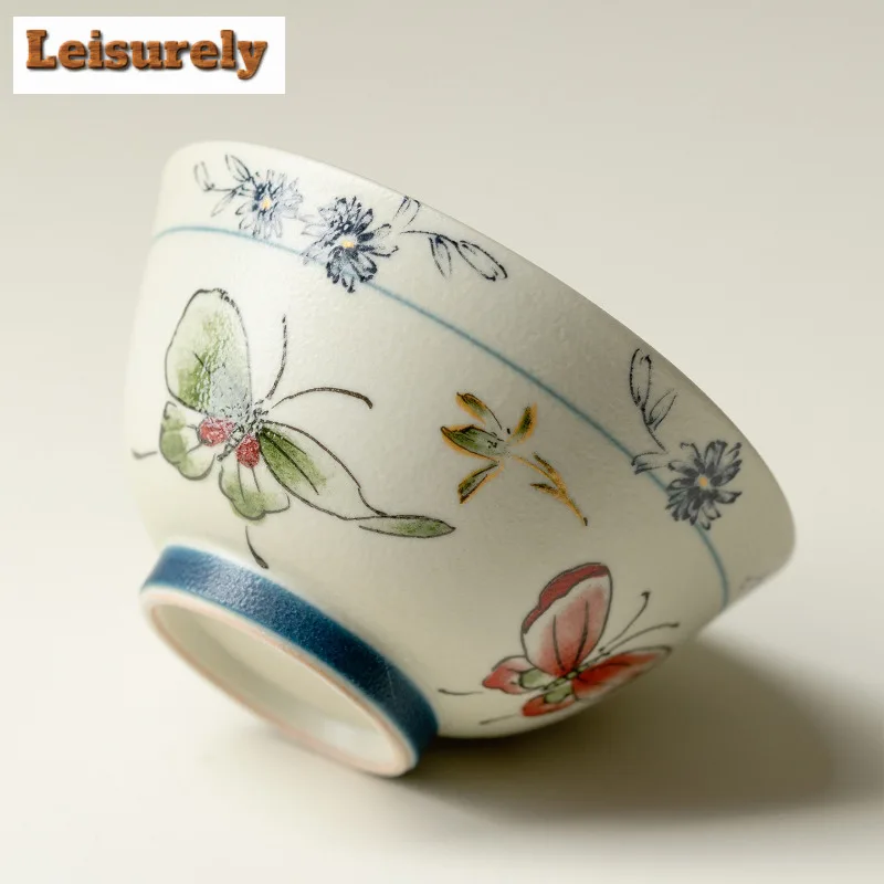 2pc/lot Butterfly Orchid Teacup Boutique Tea Bowl Single Cups Tea-tasting Meditation Cup Chazhan Master Cups Teaware Craft 65ml