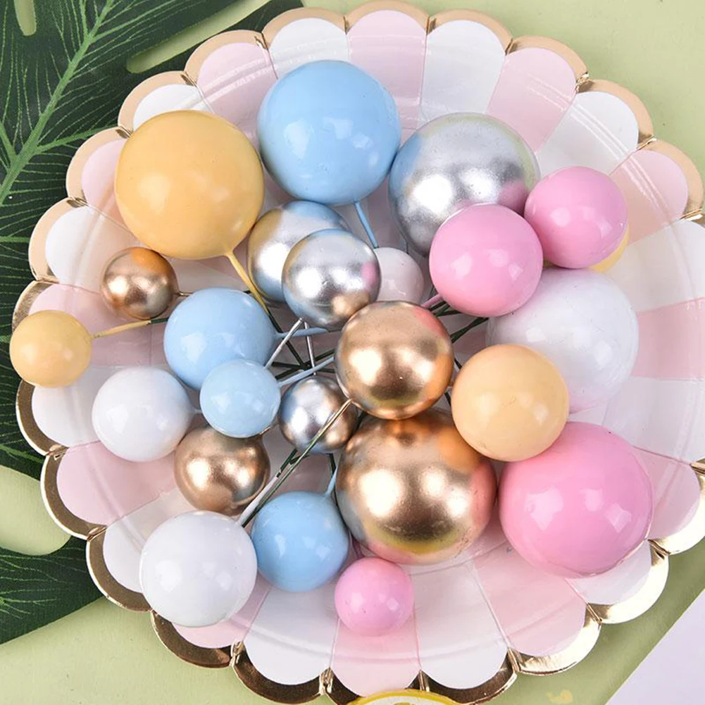 20 stücke Ball Für Kuchen Topper Geburtstag Neue 2/2,5/3/4 cm Weiß/gelb/schwarz/lila/rot Kuchen Topper Cupcake Topper Für Kuchen Dekor – Detail 9