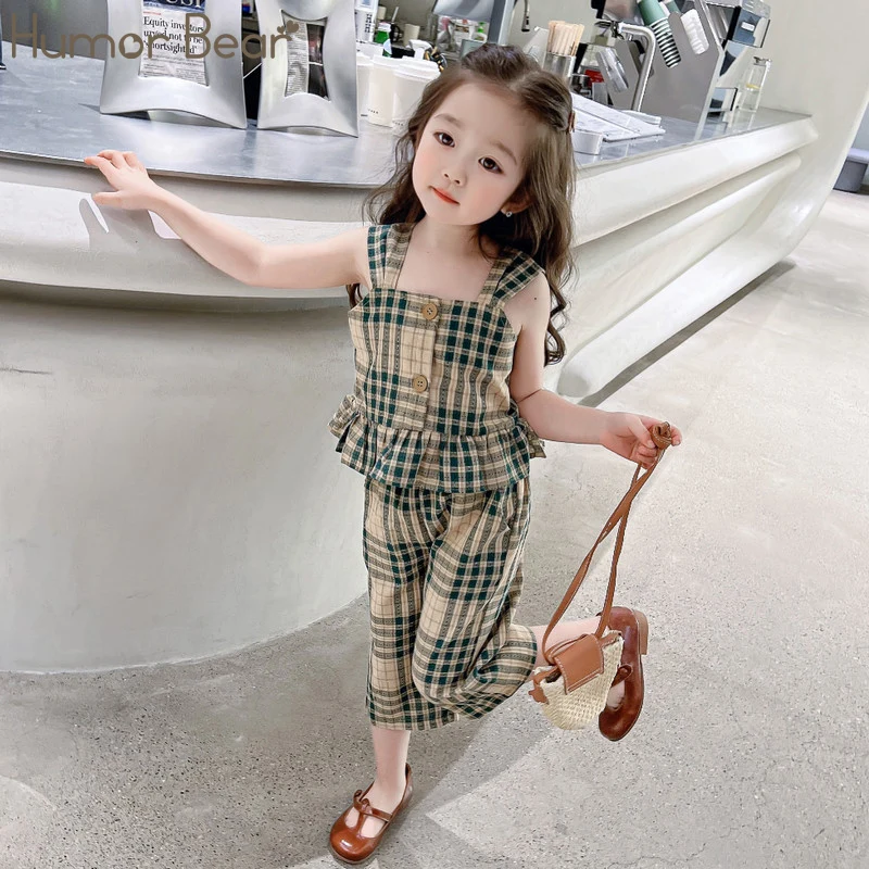 

Костюм женский летний в клетку на лямках с принтом Humor Bear