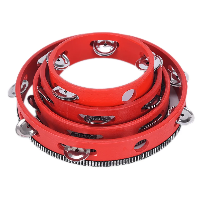Musical Percussion Instruments 15/18/20CM Hand Held Tambourine Drum Bell Birch Metal Jingles Percussion Musical Educational Instrument for KTV Party Kids Games