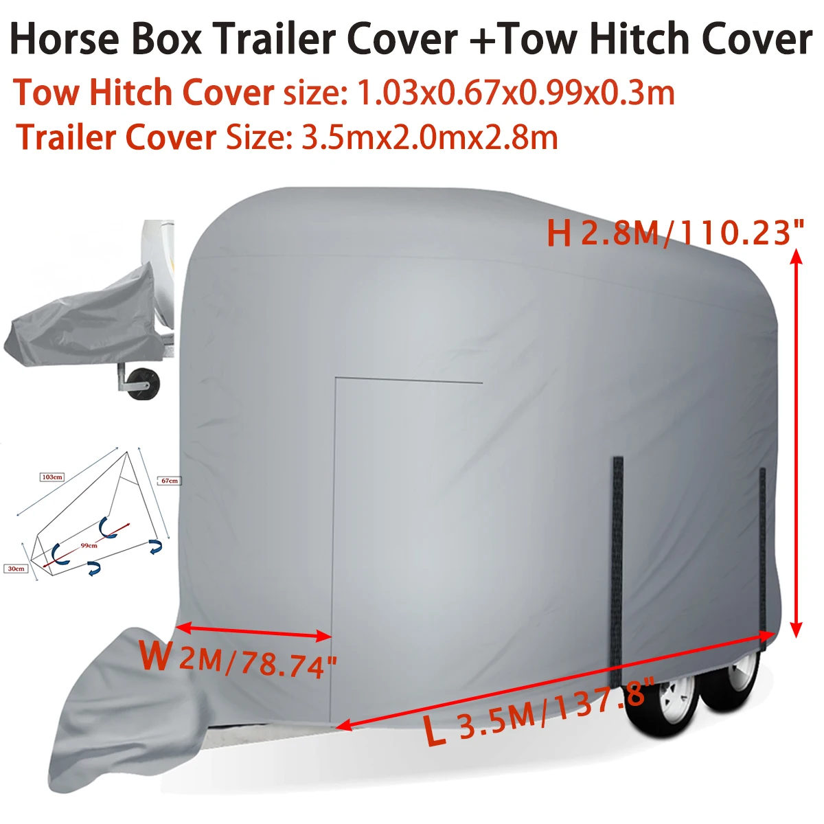 UK Custom Covers Copertura Per Rimorchio 4 Strati, Verde, Impermeabile, Per Lunghezza 3.7-4.3 M, Con Copertura Gancio Traino E Cinghie, Resistente UV - 4