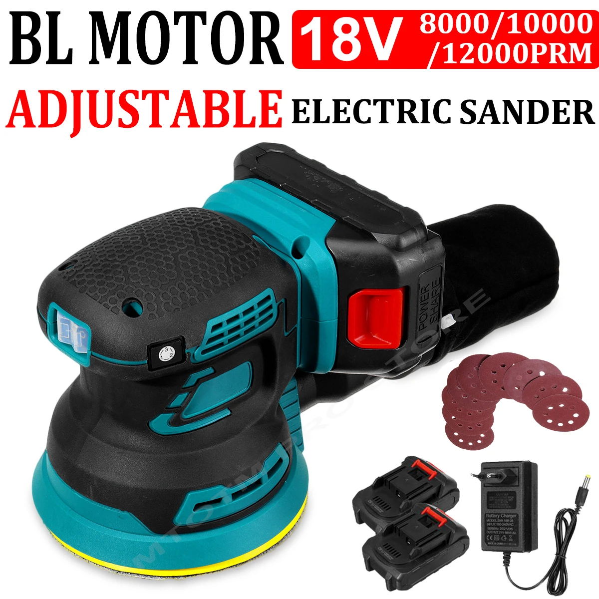 Brushless Random Orbit Electric Sander Wood Grinder Polishing Machine Sander Power Tools For Makita 18V Battery