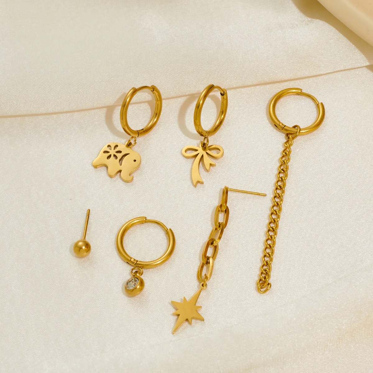 Chic Stylish 316L Stainless Steel 6 Pieces Set Animals Flowers Earring for Women Cute Exquisite Jewelry Gifts Wholesale 2