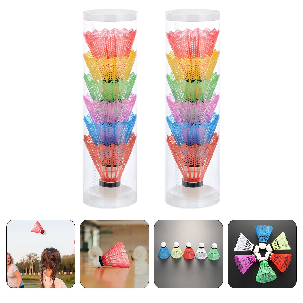 

12 Pcs Plastic Badminton Ball Birdies Beginner Colorful Shuttlecock Colorful Sports Badmintons Exercising