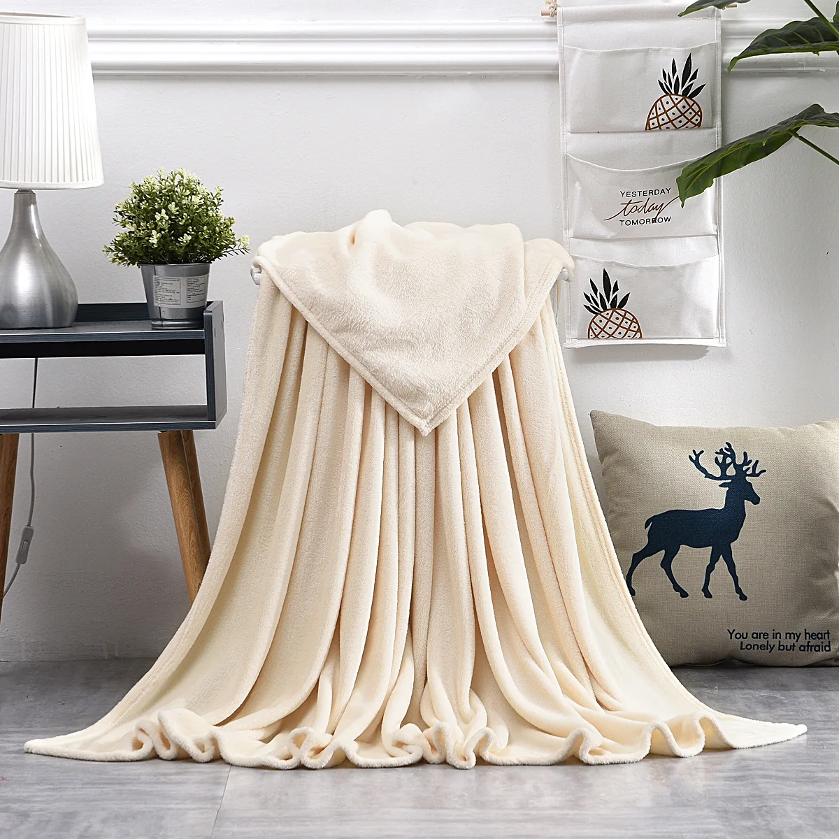 Fluffy Winter Plaid Warm Soft Coral Fleece Blanket