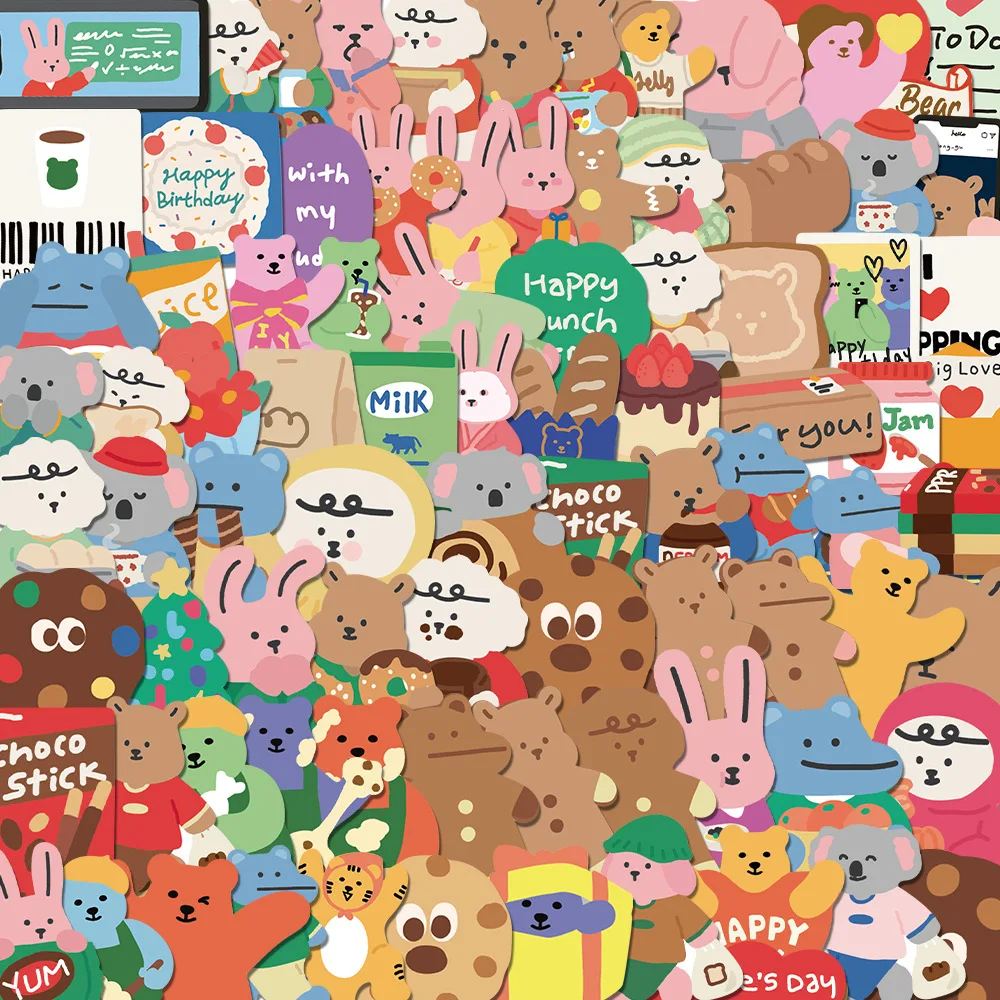 

10/50/100Pcs Cartoon dailylike Little Bear Graffiti Stickers DIY Planner Album Scrapbooking Stationery Laptop Animal Decals Toy