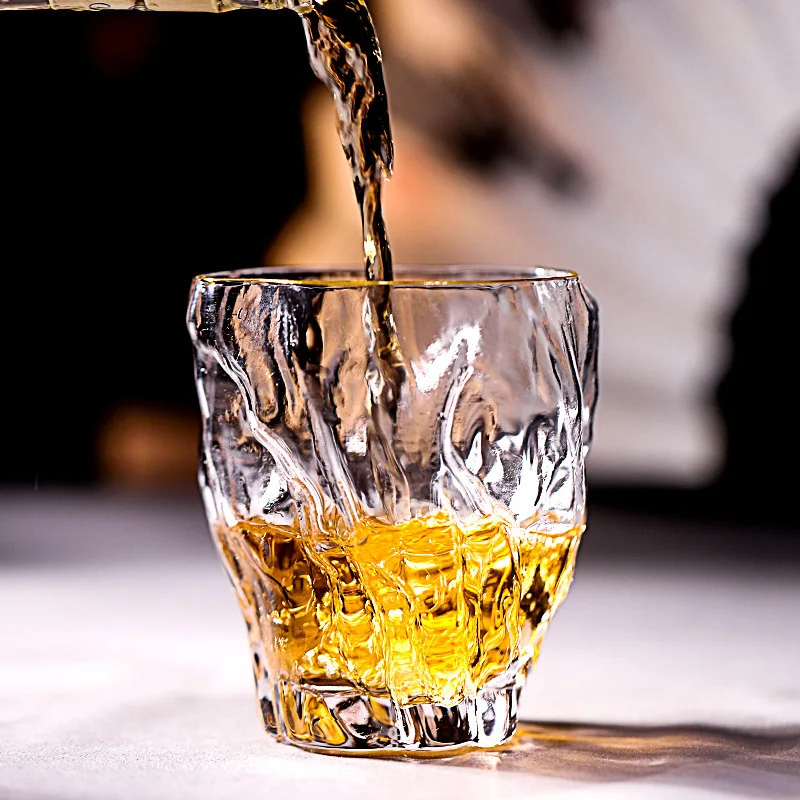Creative Bark Whiskey Glass Irregular Twisted Tumbler Art Whisky Wine Drinking Glasses Japan Design Party Water Tea Cup Teacup