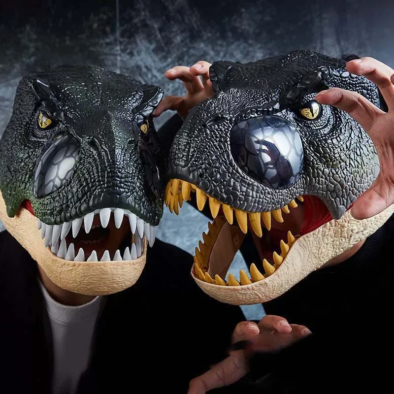 

Jurassiced Dinosaur Shaped Simulation Electric Masks Glowing Eyes Sound Effects April Fools'Day Halloween Party Props Kids Toys