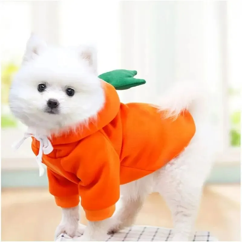 Dog Hoodie Carrot Shape Warm Fleece