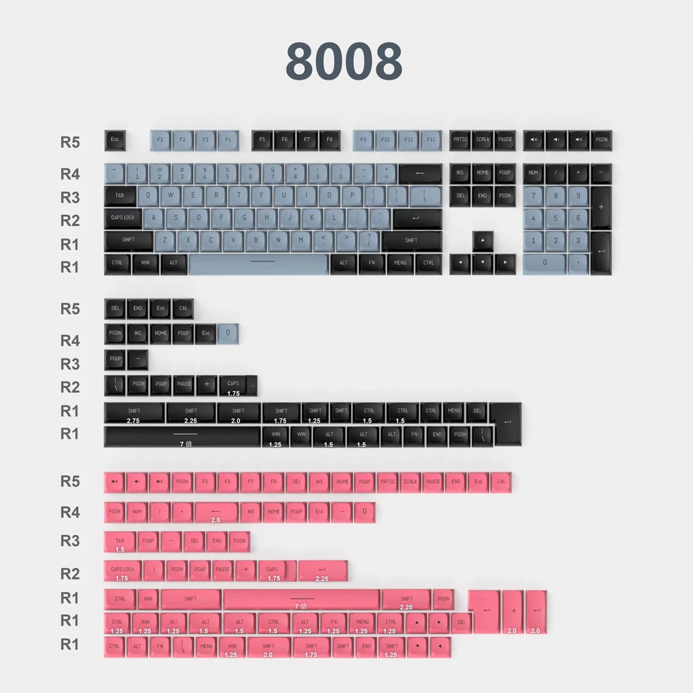 

Механическая клавиатура PBT Keycap XDA Height 8008, клавиатура для тяжелых отраслей ANSI ISO