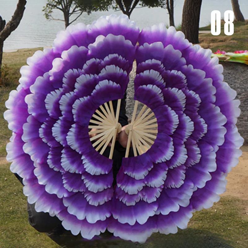 92cm Half-folded Dance Fan Adult Double-sided Peony Hand Fan