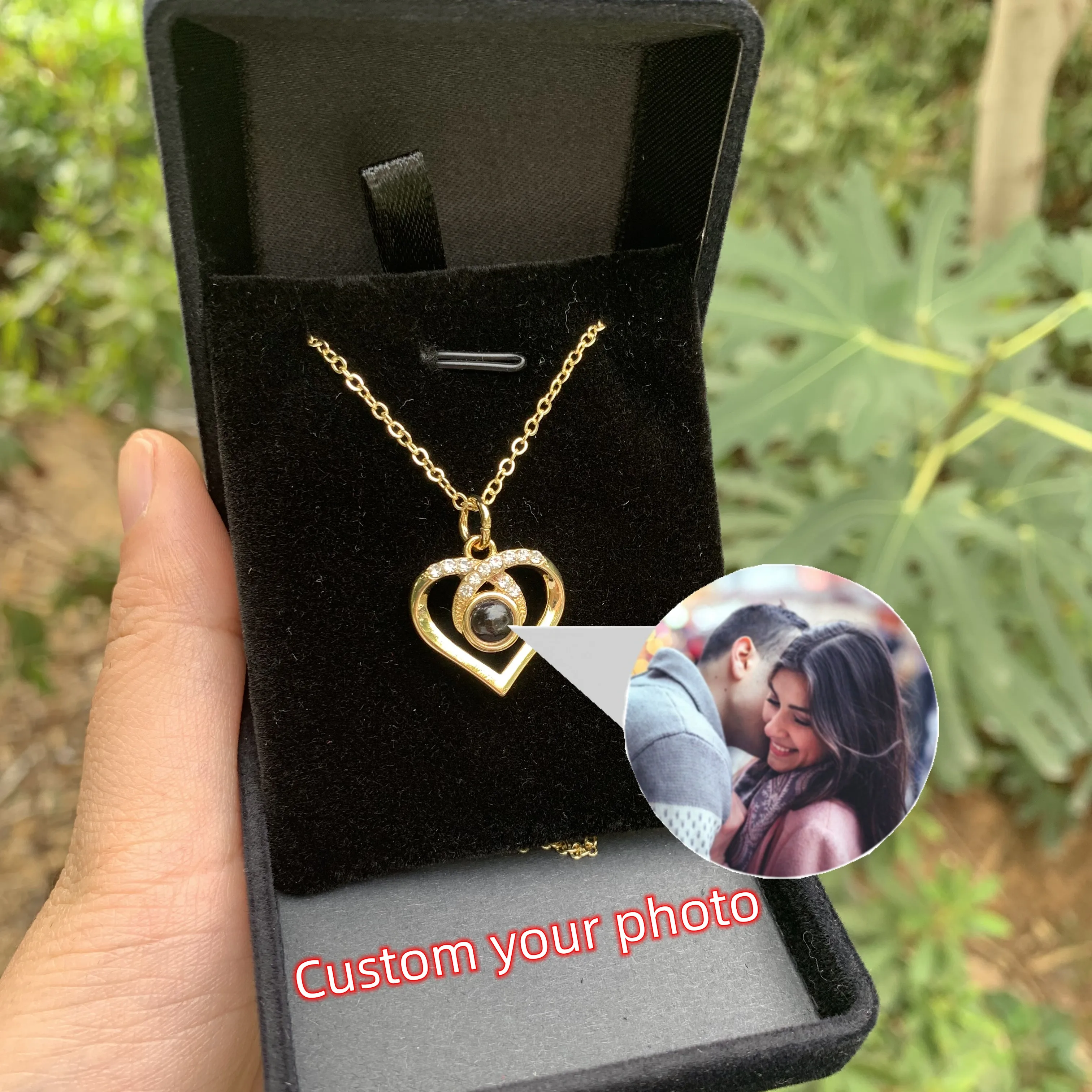 Generic Mama Necklace-Personalized Projection Necklace With Picture Inside-Heart Pendant Necklace Custom Gifts For Mom, Silver