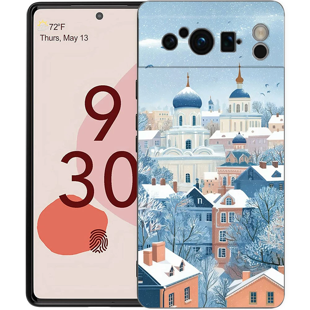 Festive Cartoon Christmas Style Soft TPU Phone Case with Black Bumper