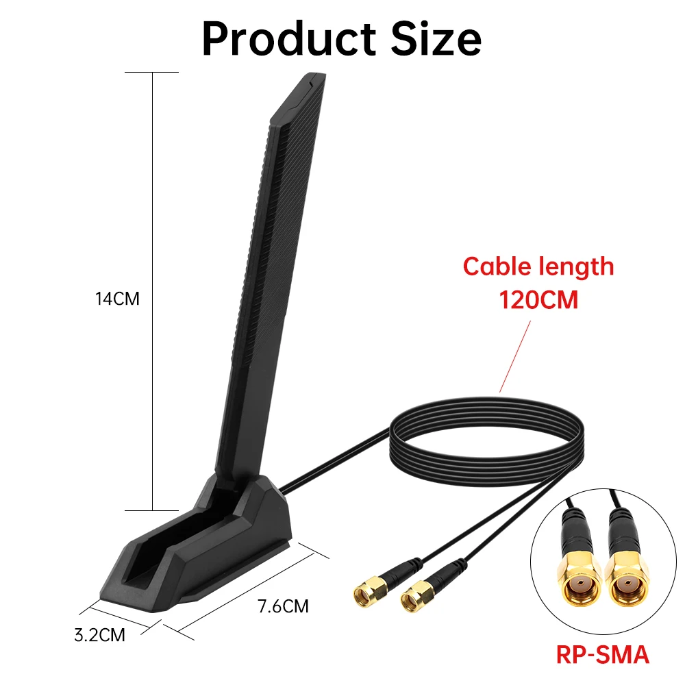 외부 접이식 WiFi 안테나 WiFi 6E 2.4G/5G/6G 12DBi PCIE 어댑터용 자기 고이득 신호 수신기