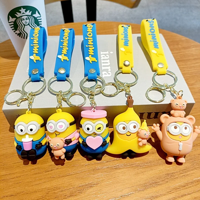 

MINISO Minions Keychains Kawaii Bob Cute Anime Cartoon Car Keychain Student Backpack Pendant Girls Birthday Gifts Toys for Kids