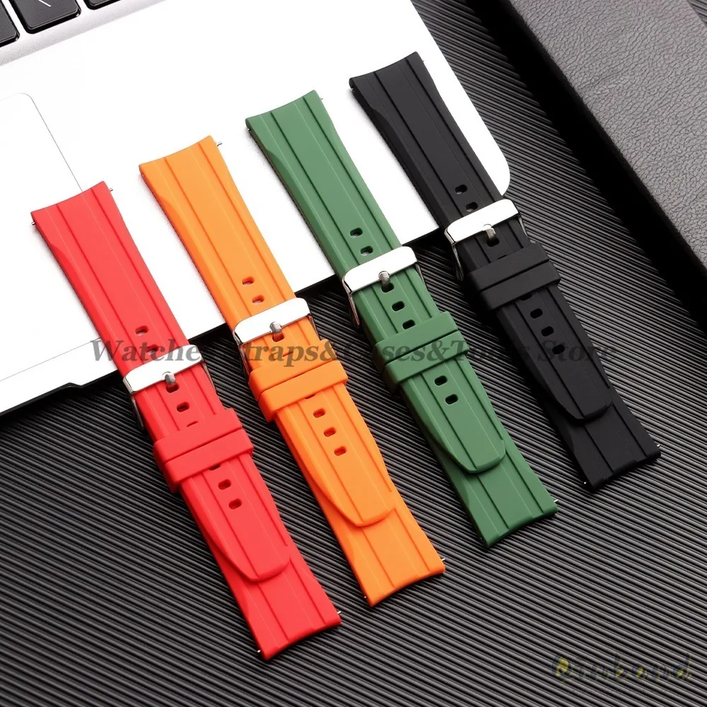Premium Silicone Watch Band - Soft Rubber Strap with Curved Ends, Waterproof and Versatile