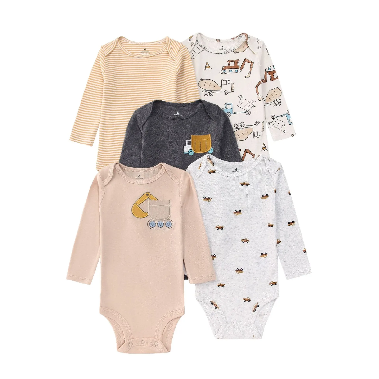 5PCS/Lot 100% Cotton Soft Baby Bodysuits Long Sleeve for Newborn Boy Girl Infant Onesies Bebe Clothes Baby Shower Gifts