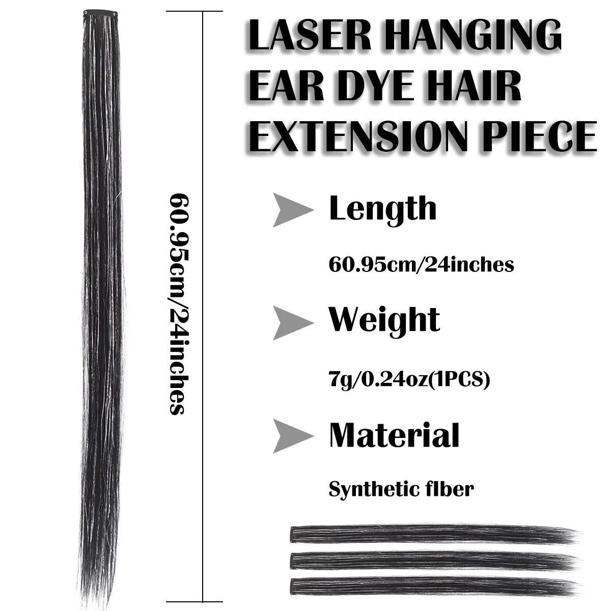 24-inch synthetic hanging ear dye hair extension piece wig women highlight long straight hair wig piece